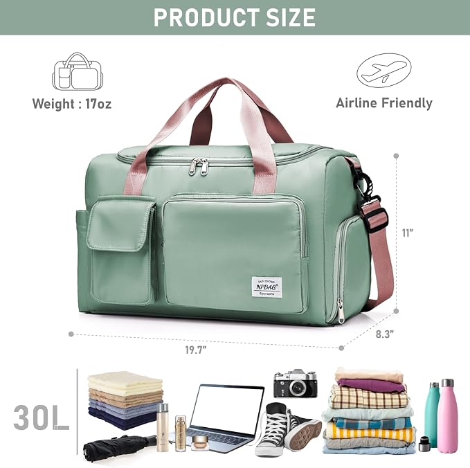 NPBAG Women Travel Duffel, Multi Functional Large Expandable Weekender Carry-on Tote, Gym Workout Overnight Bag, Mommy Hospital Bag for Labor and Delivery - Image 3