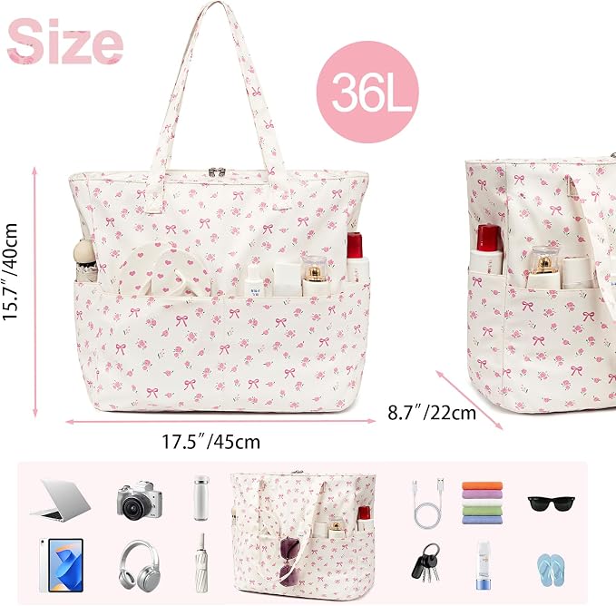 Bluboon Beach Bags for Women, Large Waterproof Tote Bag With Wet Compartment for Pool Weekender Travel Gym - Image 7