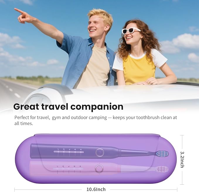 Silicone Electric Toothbrush Travel Case, Manual Toothbrush Travel Cover for Men and Women,Toothbrush Holder for Travel,Gym and More, Fits Most Manual and Electric Toothbrushes - Purple - Image 6