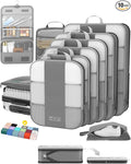 OlarHike 10 Set Compression Packing Cubes for Travel Essentials,Compressible Expandable Space Saver Bags for Organizing Clothes,Luggage Suitcase Garment Bags with Over 1000 pcs Mesh Holes(Gray) by OlarHike