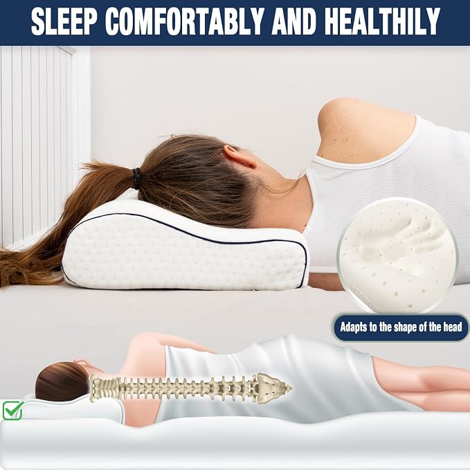 alkamto Travel & Camping Comfortable Memory Foam Pillow – Easy to Carry Portable Bag – Temperature Regulating Pillow Case (White Contour + Extra Cover) - Image 3