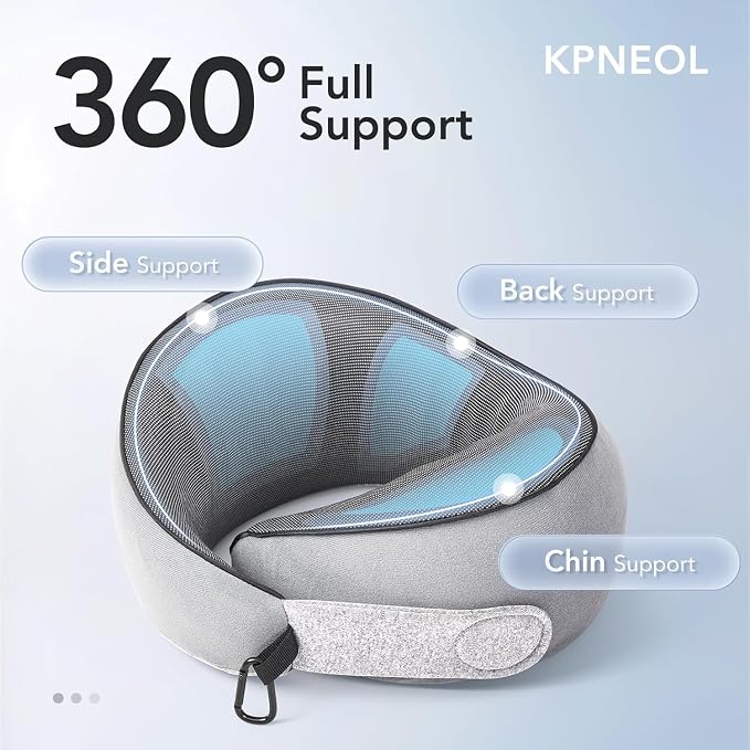 Travel Neck Pillow Airplane Neck Support Ergonomic Design for Traveling | 100% Pure Memory Foam Suitable for Airplanes,Offices and Cars, Grey,Small, C-Shape - Image 2