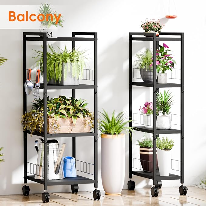 Expandable Slim Storage Cart with Wheels, 4 Tier Narrow Metal Rolling Utility Cart Organizer Adjustable Open Floor Shelving Unit for Small Spaces Bathroom Laundry Room Kitchen - Image 7