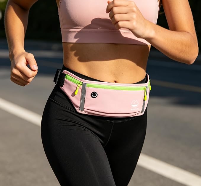 Running Belt Slim Fanny Pack Jogging Pouch Phone Holder Waist Pack - Light Pink - Image 7