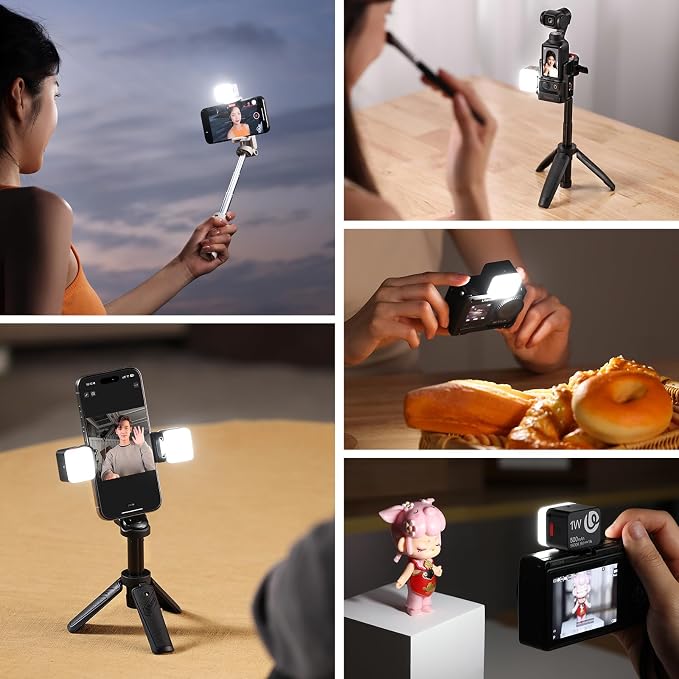 Ulanzi DG01 Magnetic Mini Cube Light for Action Camera DJI osmo Pocket 3 4 | Action 3 4 5 Led Fill Lights Accessories, With Cold Shoe Mount Soft Diffuser, 5600K 3 Brightness, For Phone Tripod Vlog Live - Image 8