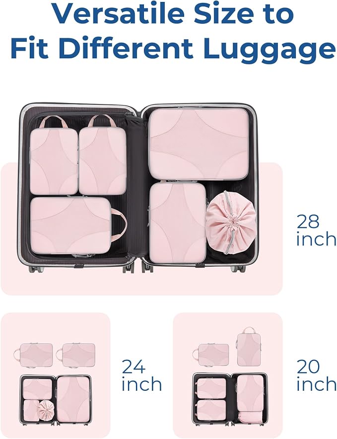 Bagsmart Compression Packing Cubes, Travel Bag Cruise Ship Essentials | Lightweight, Compressible Suitcase Organizer Set fit Standard Carry-On & Checked Luggage, 6 Set, 14 Set Washable Packing Bags - Image 7