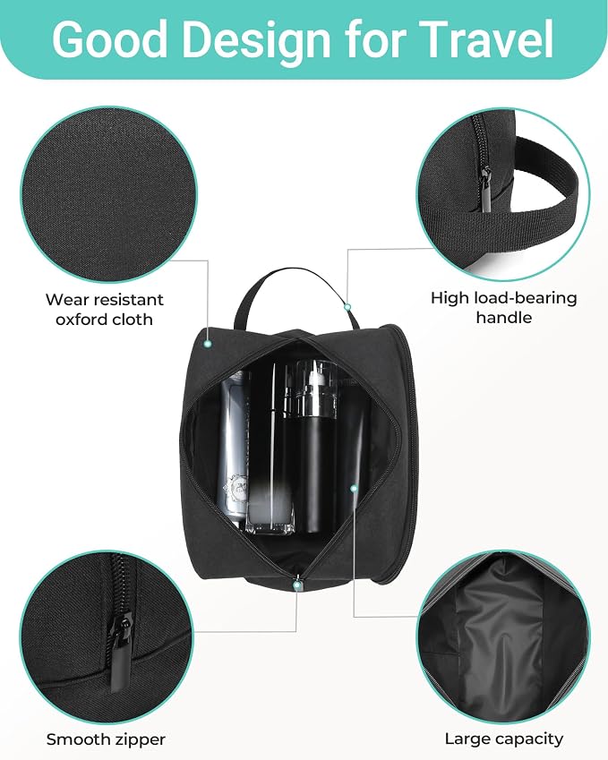 Elviros Travel Toiletry Bag for Men Hanging Dopp Kit Shaving Bag Toiletries Organizer Small Tool Medicine Hygiene Bag for Traveling Pouch(Dark Grey,Large) - Image 3