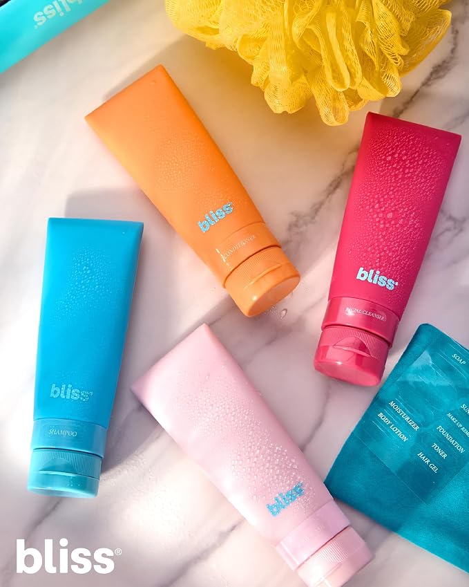 Bliss Travel Bottles Set TSA Approved Leak-Free Refillable Toiletries | Soft, Durable Containers Compress and Rebound Easily, Includes Spray Options for Toners and Mists, Carry-On Ready - Image 6