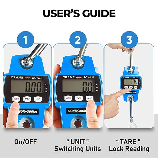 Digital Hanging Scale 660 LB 300 KG - Professional Heavy Duty Waterproof Fish Scale - Portable Durable Crane Scale for Luggage Weight Suitcase Hunting Farm Bike Bow Fish Weight Fishing Scale - Image 2