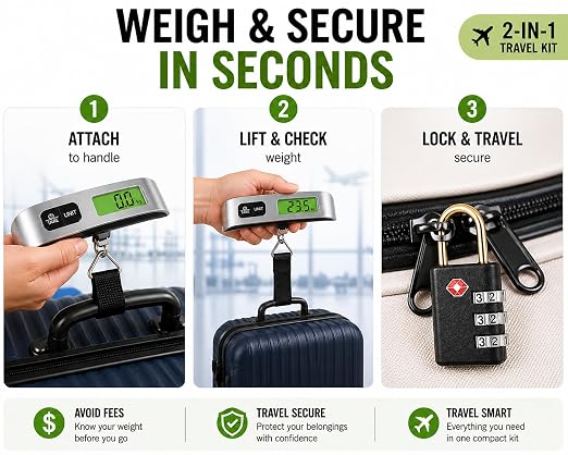 Luggage Scale with TSA Approved Lock, Digital Portable Hanging Baggage Scale 110lb/50kg, Travel Weight Scale for Suitcases, Avoid Overweight Fees, Travel Essentials Gift, Battery Included - Image 6