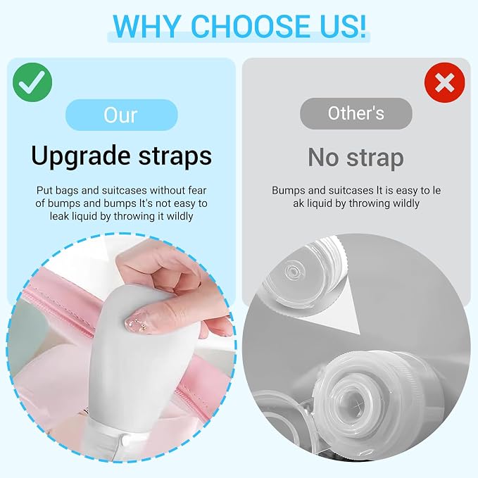 Starfa 4 Pack Silicone Travel Bottles (1oz),Leakproof Mini Lotion Bottles & Dressing Containers with Lids,Reusable Toiletry Squeeze Tubes for Shampoo,Conditioner,and Condiments - Image 6