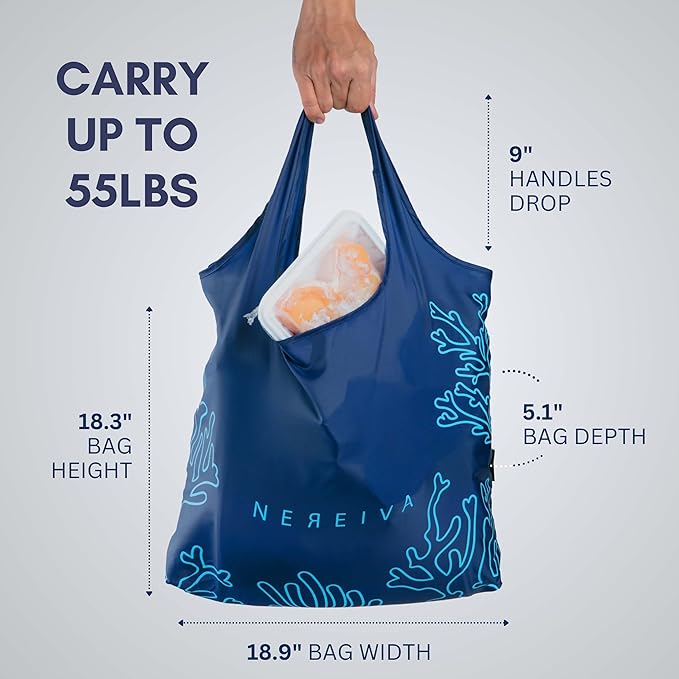 55 Pound Reusable Shopping Bag - Folds into a Small Pouch - Washable Reusable Grocery Bag, Durable & Stylish with handles for Easy Shoulder or Hand Carry - Image 5