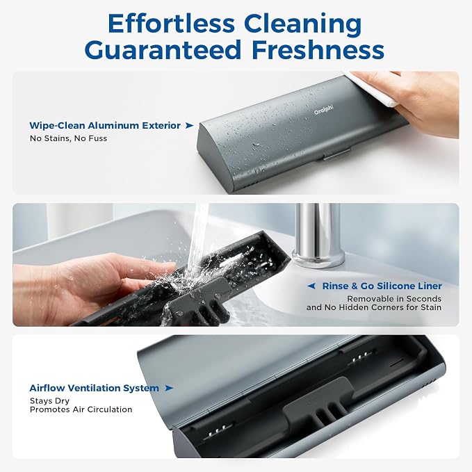 Aluminum Electric Toothbrush Travel Case, 2 in 1 Travel Toothbrush Holder for Oral B/Oral-B Pro 1000 1500 5000 and Most Electric Toothbrush for Traveling, Removable Silicone Liner-Grey - Image 6