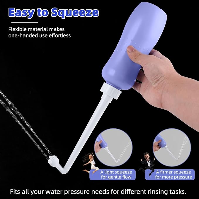 Hibbent Portable Bidet for Travel, Handheld Travel Bidet for Personal Hygiene Care, Personal Cleansing Use, Extended Nozzle, 17oz(500ml) Bathroom Toilet Spray, Purple - Image 3
