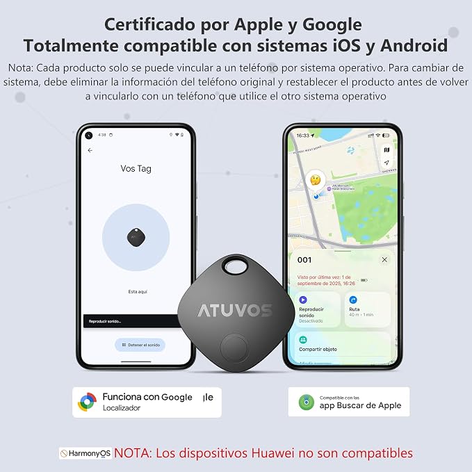 ATUVOS 2026 New Dual System Air Tracker Tags-2 Pack, Compatible with Apple Find My (iOS) & Google Find Hub (Android) [Not for Huawei], Bluetooth Tracker Smart Tag for Keys, Luggage, Backpack, Suitcase - Image 4
