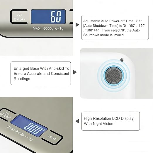 Digital Shipping Scale,Stainless Steel Panel, Accurate Portable Postal Scale for Packages, Small Business,Kitchen, Food, Handmade, Liquids, and Boutique (Stainless Steel Battery (5kg/1g)) - Image 2
