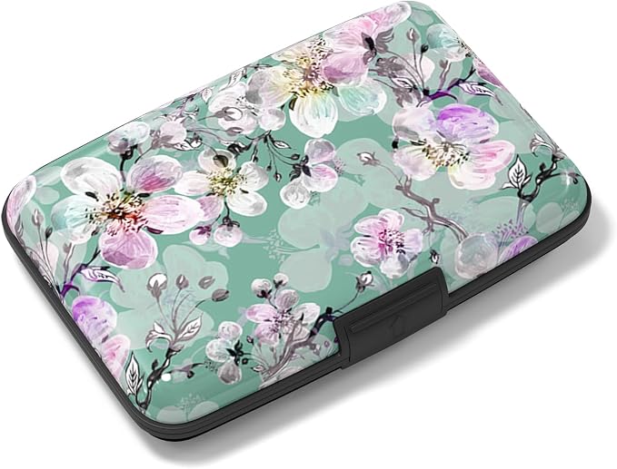 Rimilak Aluminuml Credit Card Holder,Watercolor Flower | Mini Credit Card Wallet RFID Blocking Slim Metal Hard Case for Women Men by Rimilak