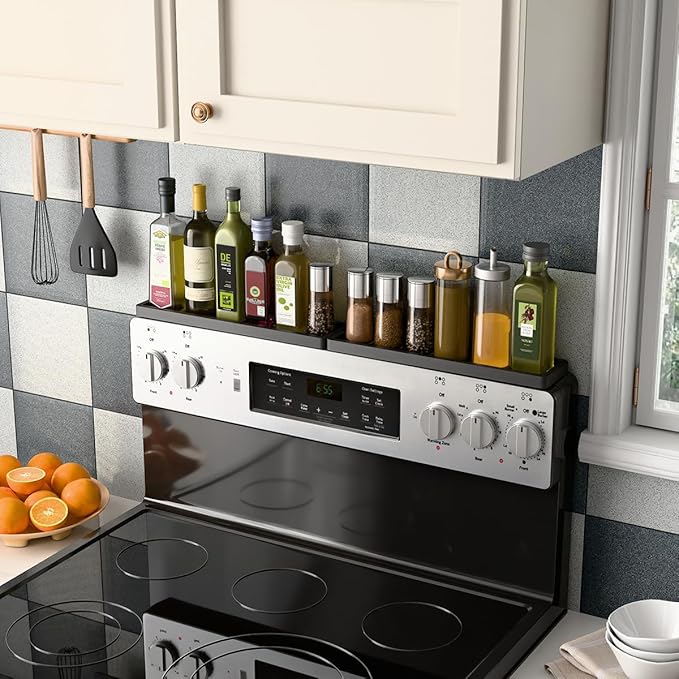 PEKER Magnetic Stove Top Shelf for 30" Stoves, Over Oven Shelf Above with Bamboo Spice Rack Organizer, Heat-Resistant, Space-Saving Solution for Kitchen Storage - Image 8