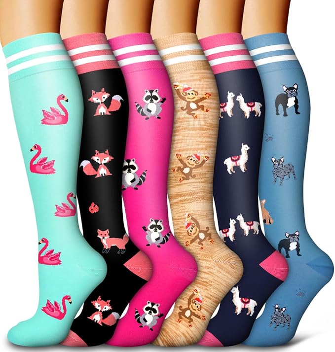 6 Pack Copper Compression Socks for Women and Men Circulation-Best Support for Medical,Running,Nursing,Athletic by Bluemaple