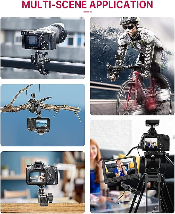 ULANZI Super Clamp Camera Clamp Mount Monitor 360° Ballhead MagicArm Double | Ball Head Adapter with 1/4"-20 & 3/8"-16 Thread ST-07 Phone Tripod Mount - Image 6