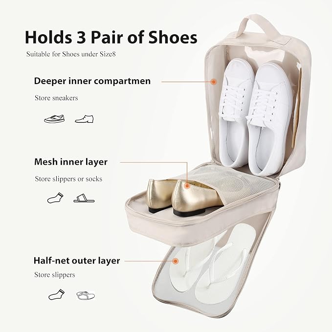 Shoe Bags for Travel,Shoe Bag Holds 3 Pair of Shoes,Shoe Storage Pouch for Travel and Daily Use,Shoe Organizer Travel Essentials for Packing in Suitcase,Waterproof - Image 2