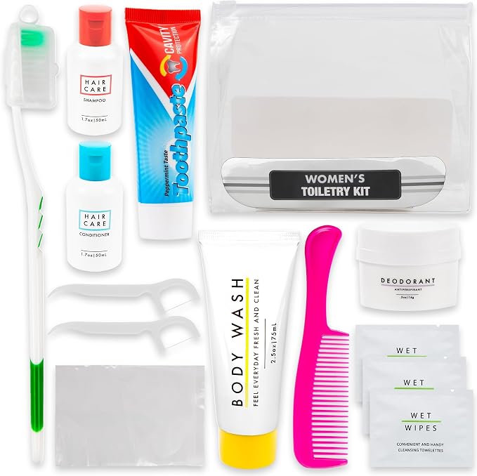 Trail maker Women’s Travel Toiletry Bag with Supplies, 15 Piece Travel Size TSA Compliant Oral Care and Grooming Essentials Kit - Image 2