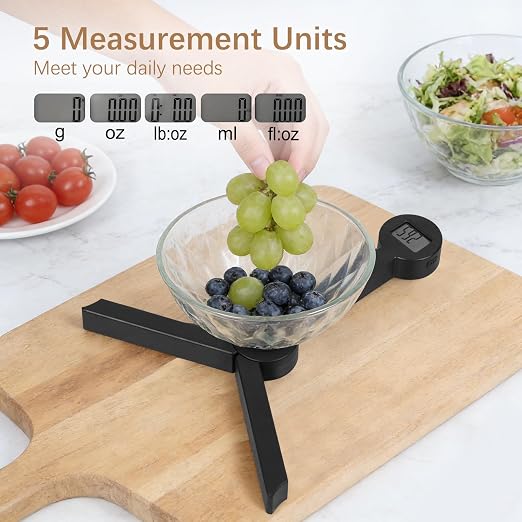 Folding Food Scale, Digital Kitchen Scale, Portable Food Scale Travel Scale for Food, Collapsible Mini Pocket Scale Grams and Ounces, Ideal for Diet Calorie Control Compact Kitchen (Black) - Image 3