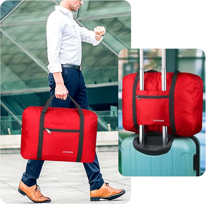 F.FETIVIN Personal item travel bag 17.7x12.6x6.3 for Spirit Airlines Lightweight carry on duffle bag water resistant for Gym,Sports,Vacation(Red) - Image 6