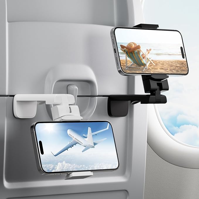 2 Pack Universal Airplane Phone Stand Holder, Klearlook 360 Degree Rotation Travel Essentials Phone Mount for Desk, Handsfree Flexible Travel Accessories for Flying, Valentines Day Gift for Couple by KlearlookMaximizedClarity
