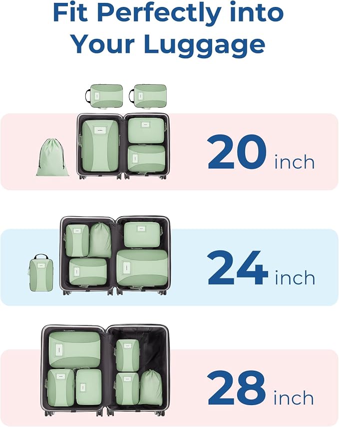 BAGSMART Compression Packing Cubes, 6 PCS Packing Cubes for Suitcases, Travel Bags Organizer for Luggage, Lightweight Packing Cube for Travel Essentials - Image 3