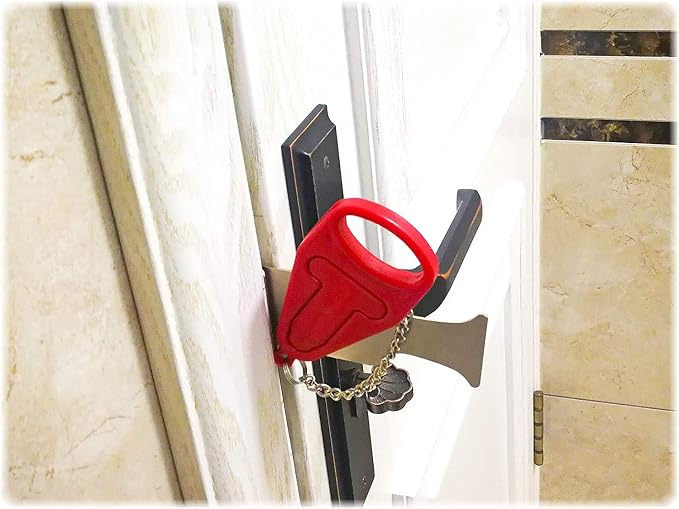 Portable Door Lock,Additional Safety and Privacy in Travel,Home and School | Home Security Door Lock,Travel Hotel Lock,for Woman Safty Traveling and Hotel,Compatible with Most Open Inward Doors - Image 5