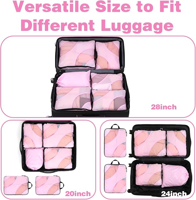 6 Pcs Set ompression Packing Cubes, Expandable Large Packing Cubes for Suitcases and Backpack, Compression Suitcase Organizers with Shoe Bag for Travel - Image 4