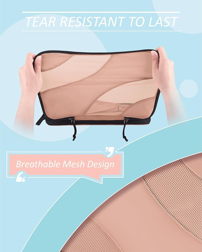 BAGSMART Compression Packing Cubes for Travel | Lightweight suitcase organizers bag set, space-saving double zipper expansion for carry-on luggage & travel organization - Image 5