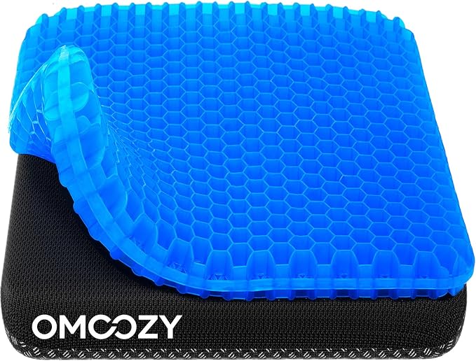 Gel Seat Cushion, Cooling Honeycomb Design for Office Chair Car Wheelchair | Cool & Breathable, Soft & Comfortable by OMCOZY