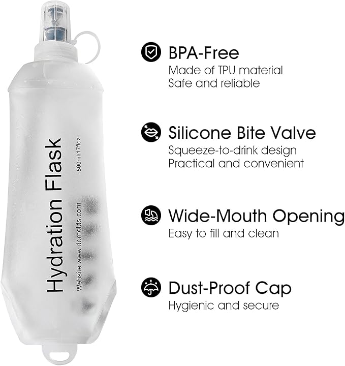GUYI GYGYL Soft Flask Collapsible Water Bottle for Sports, 150ml White 2pcs | TPU Collapsible Water Bottle for Hydration Pack, Running Vest, Leak-Proof Folding Bottle for Hiking Cycling Climbing Jogging - Image 3