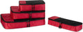 Amazon Essentials 4-Piece Packing Cubes Travel Accessories Set, Luggage Organizer, Double Zipper, Mesh Top, Space-Saving Suitcase Organizer, Small/Medium/Large/Slim, Red (Previously Amazon Basics) by AmazonEssentials