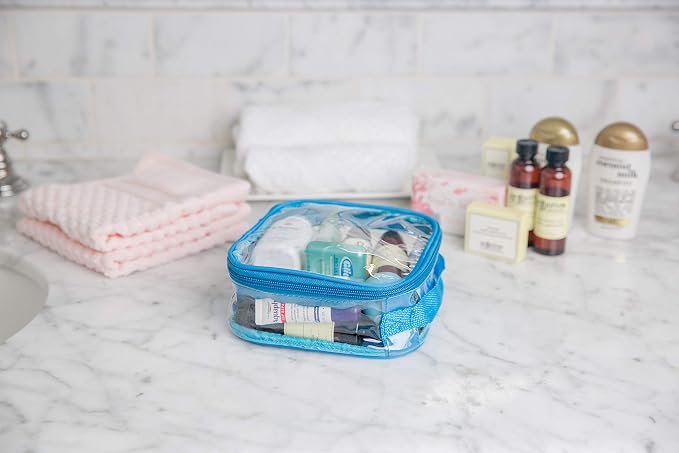 Clear TSA Approved 3-1-1 Travel Toiletry Bag for Carry On/Quart Size Transparent Liquids Pouch for Airport Security/Reusable See Through Vinyl & PVC Plastic Organizer Men Women (Turquoise) - Image 9