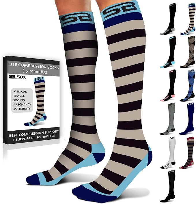 SB SOX Compression Socks for Men & Women (15-20mmHg) | Best Compression Socks for Flying, Medical, Sports, Wide Calf Fit, Pregnancy, and Daily Wear by SBSOX