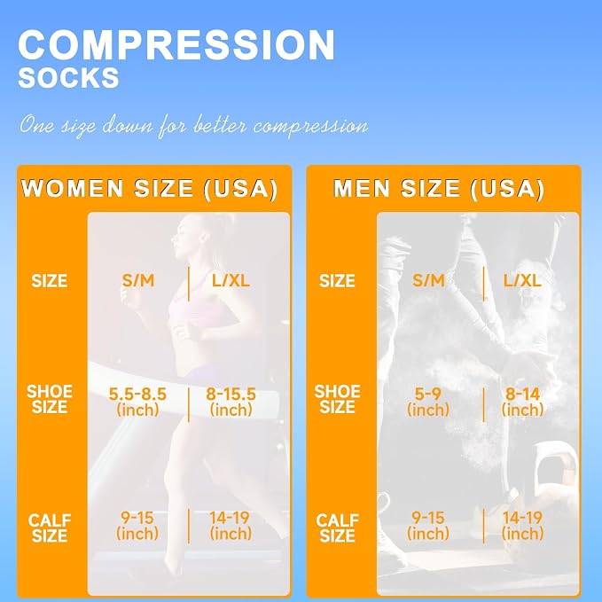 cerpite Compression Socks for Women & Men 6 Pairs Knee High Compression Socks 20-30 mmhg Best for Running,Nurse,Travel - Image 4