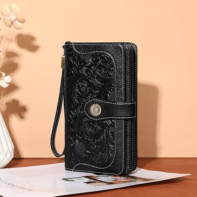 Wallets for Women Trifold Wristlet Wallets Large Capacity RFID Blocking Ladies Purse Credit Card Holder - Image 7