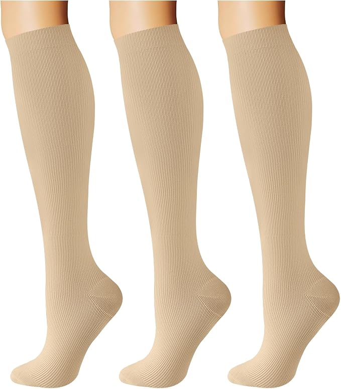 Breslatte Compression Socks for Women Men 15-20 mmHg | Graduated compression stockings knee high athletic support socks for travel running flying nurse pregnant by Breslatte