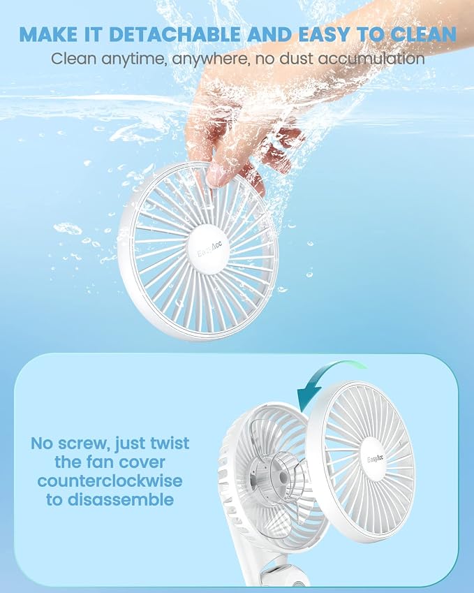 EasyAcc Portable Hand Held Fan, Ultra Quiet 5 Speed Personal Fan, LED Dispay USB C Rechargeable Handheld Fan, 180° Foldable Small Desk Fan, Electric Cooling Fan&PowerBank for Office Home Travel… - Image 5