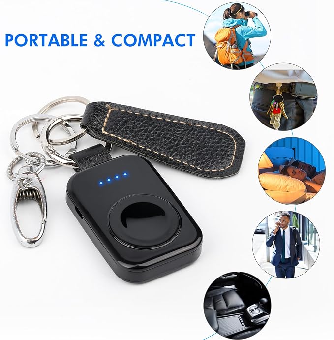 Portable Wireless Charger for Apple Watch,Travel Magnetic iWatch Power Bank | Compact Smart Charging, 1000mAh Battery, On The Go, Keychain Accessories, for iWatch Series 11/10/9/8/7/6/5/4/3/2/SE/Ultra - Image 3