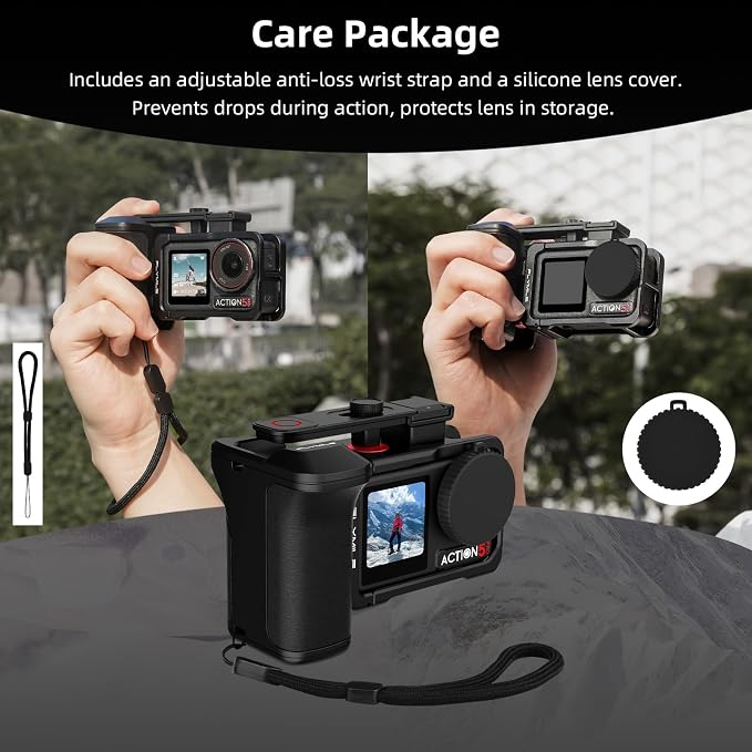 Grip Kit for DJI Action 5 Pro 4 3 (with Cage), Handle Holder Bundle Expansion Mount with Shutter Button, Quick Release Adapter, Cold Shoe for DJI Osmo Action 5 Pro 4 3 Accessories - Image 7