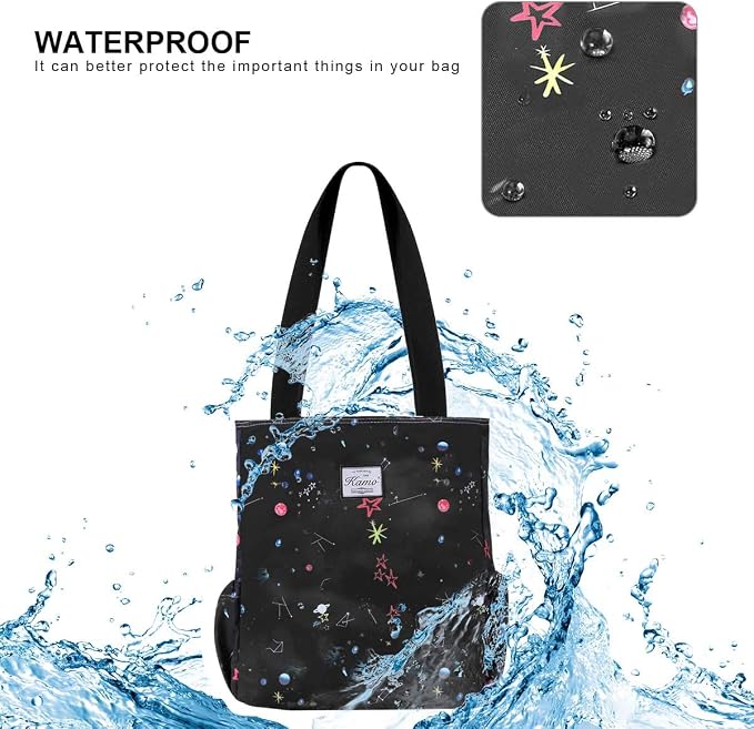 KAMO Floral Tote Bag - Waterproof Lightweight Handbags Travel Shoulder Bag for Hiking Yoga Gym Swimming Travel Beach - Image 6