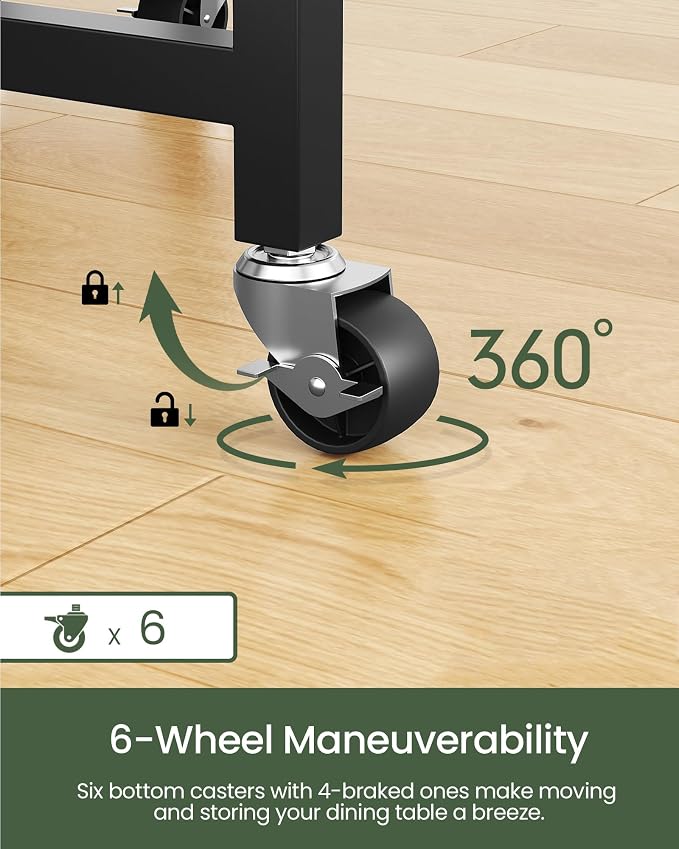 Folding Dining Table, Kitchen Table with 6 Wheels, Folding Round Table with 2-Layer Storage Shelf, Space Saving Dining Table for Small Spaces, Stable, Easy Assembly, Rustic Brown TCZ03BF - Image 5