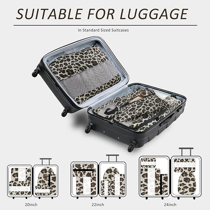 U+U 5 Set Packing Cubes, Travel Organizers with Shoe Bag (Leopard) | Ultralight Design & Easy Travel Organization - Image 5