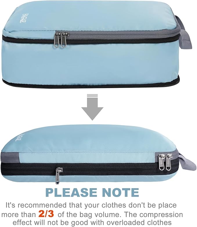 BAGAIL 4 Set/6 Set/8 Set Compression Packing Cubes Travel Accessories Expandable Packing Organizers (Cloth Pattern, 4-Dusty Blue) - Image 4