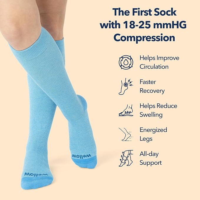 Wellow Knee High Compression Socks for Men & Women, 18–25 mmHg, Bamboo Viscose, Swelling Relief - Image 4