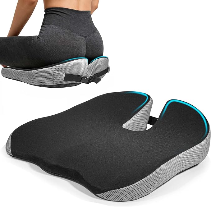 Seat Cushion for Office Chair, Wedge Car Seat Cushion, Memory Foam Truck Seat Cushion for Sciatica Tailbone Pain Relief, Long Driving, Coccyx by Unknown